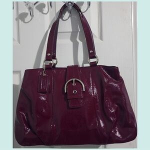 Coach Patent Leather Handbag – Deep Burgundy
